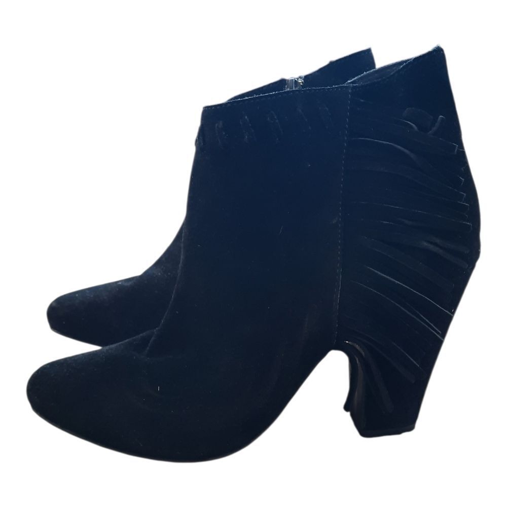 MIA Suede Black Fringe Ankle Boots